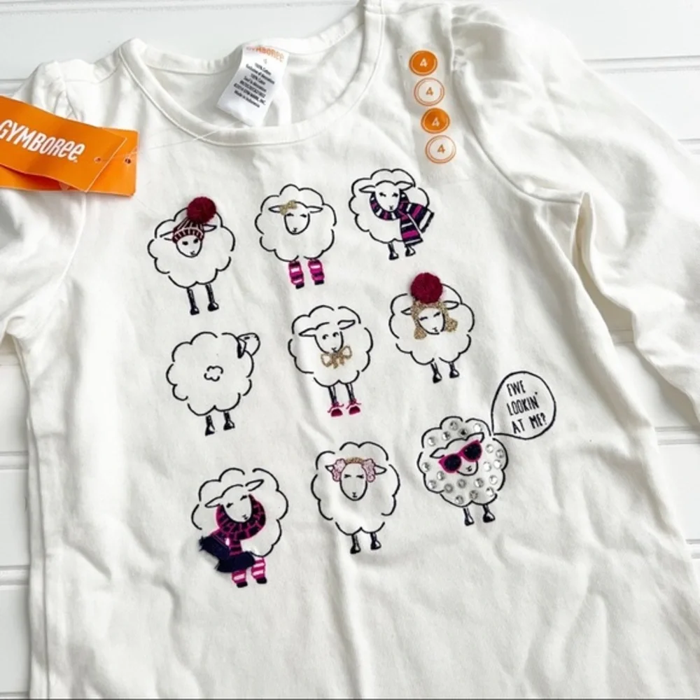 Gymboree 4 Novelty Lamb Sheep Long Sleeve Tee